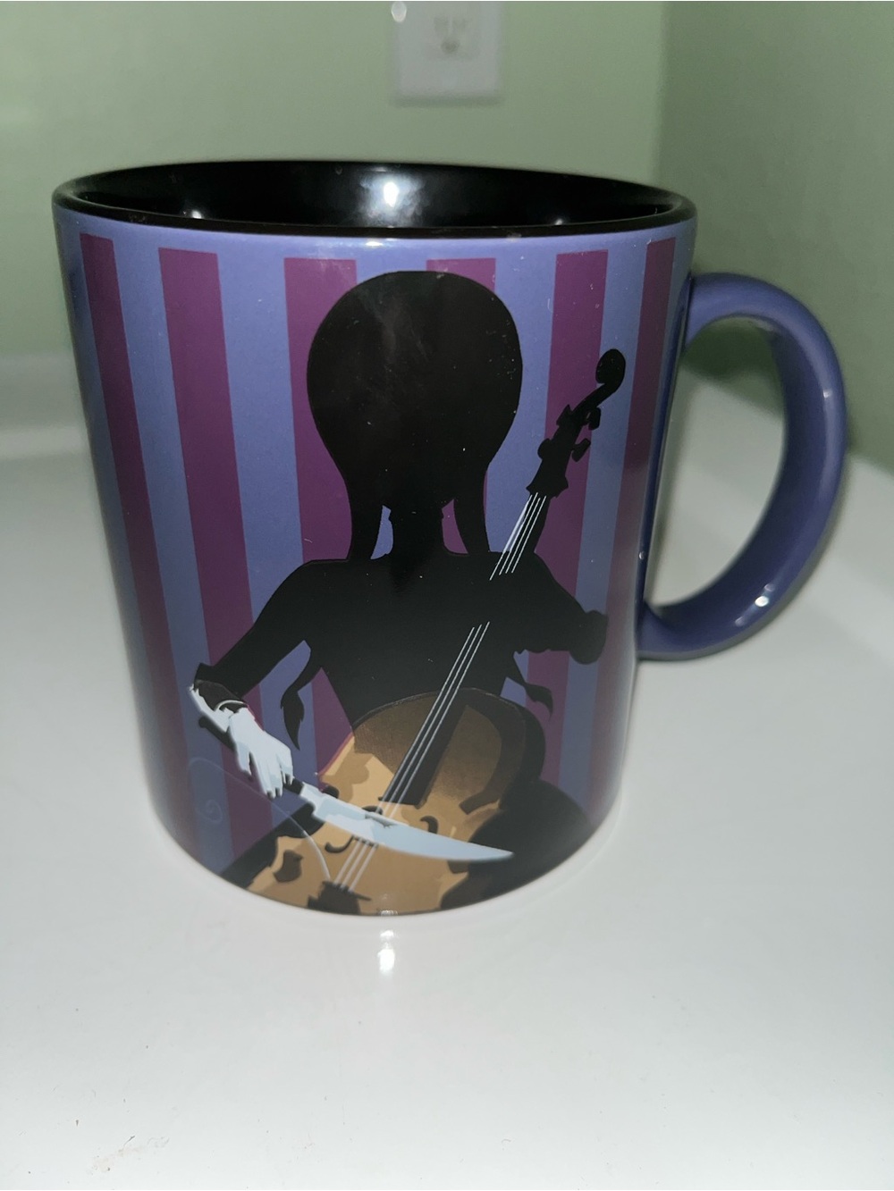 Addams Family Wednesday Cello Silhouette Ceramic Mug Large Coffee Cup Purple New